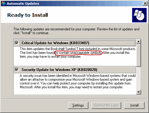 Critical Update %)